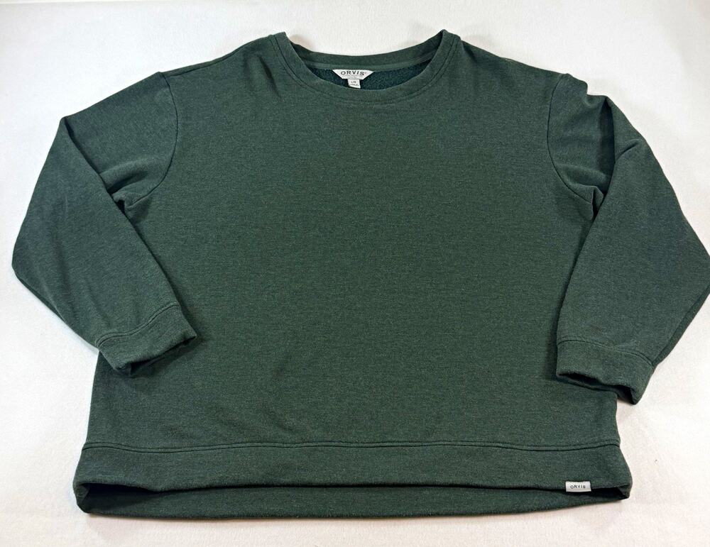 Orvis Women’s Large Green Pullover Sweatshirt Modal Blend Crewneck Casual